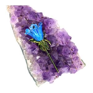 Vintage Original By Robert Blue Enamel Floral Brooch